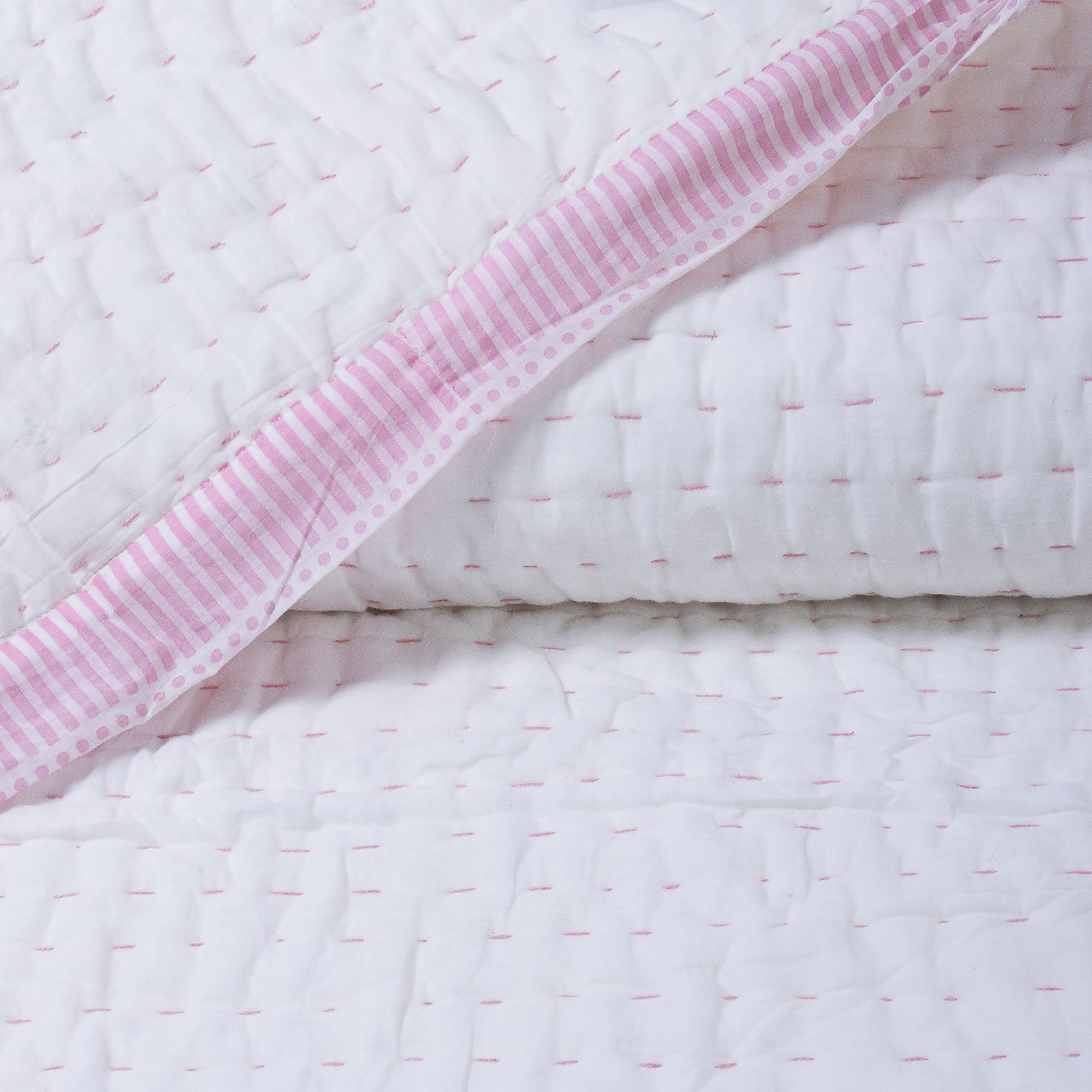 Luxury Handmade Solid Cotton Kantha Quilt Single and Double Bed